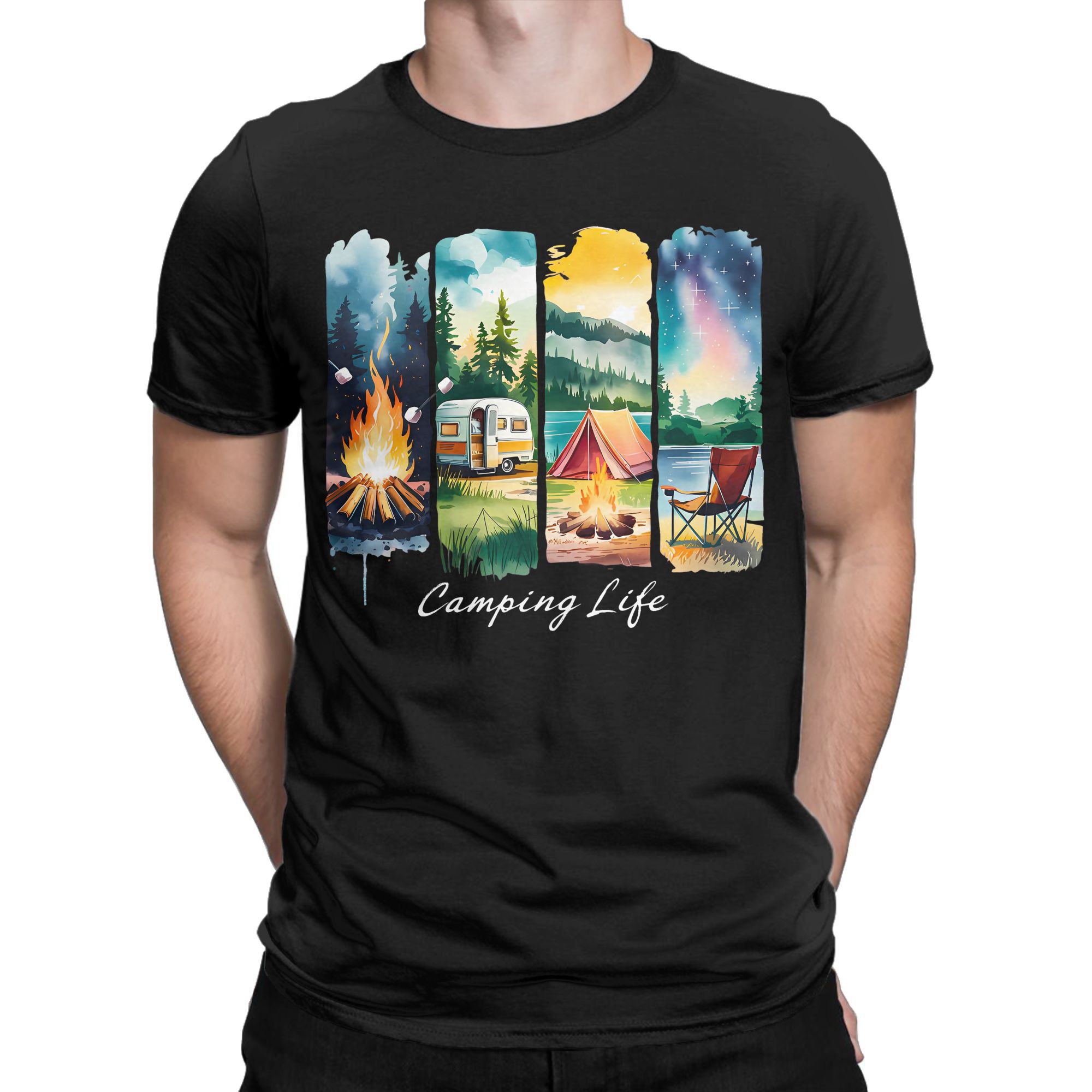 Outdoor Adventure Rv - Camping Life T-Shirt RV Tent Campfire