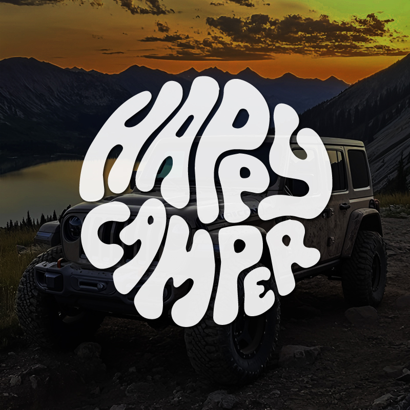 Outdoor Adventure Rv - Happy Camper Boho Vinyl Sticker Outdoor