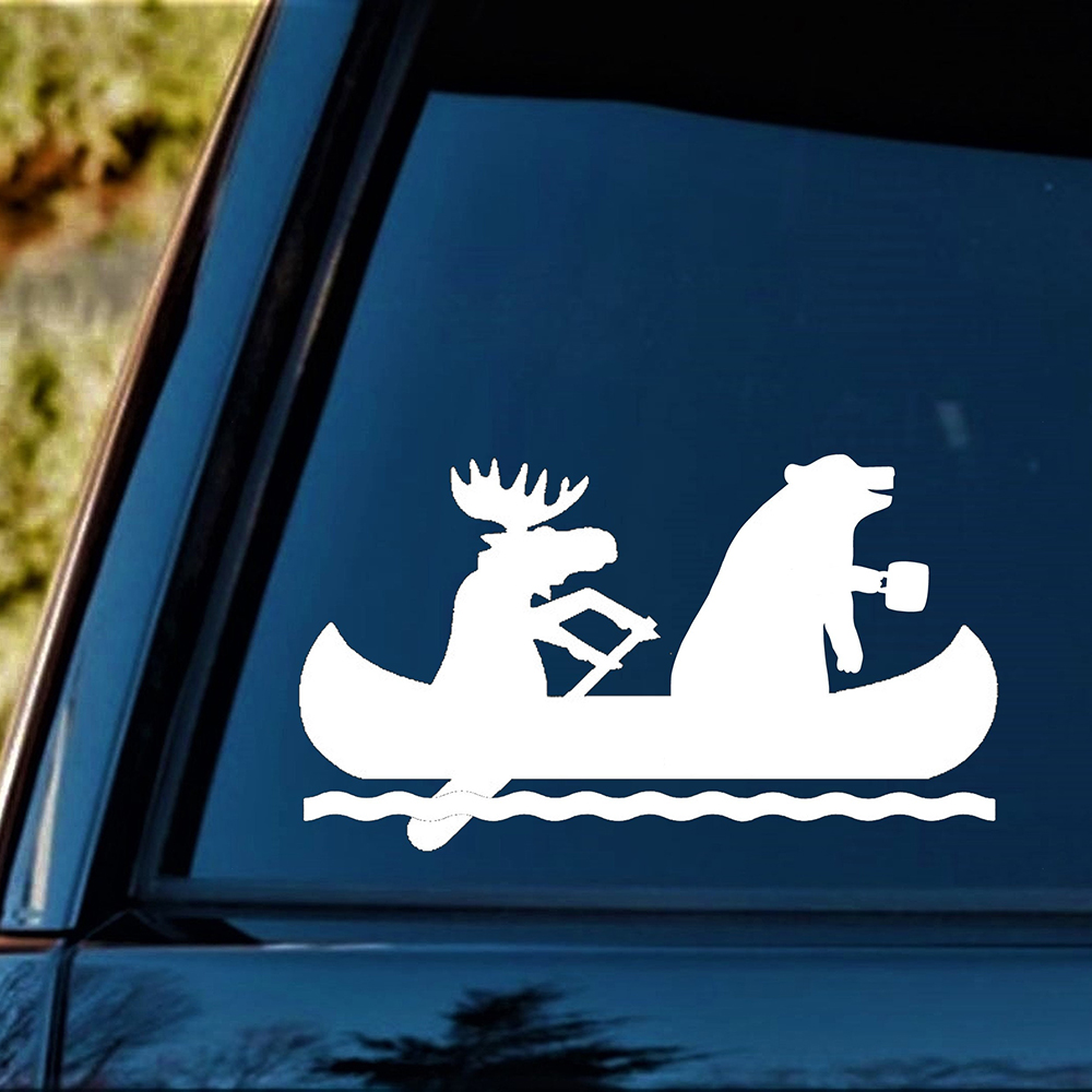 Outdoor Adventure Words - Moose Bear Canoe Camping Waterproof Vinyl