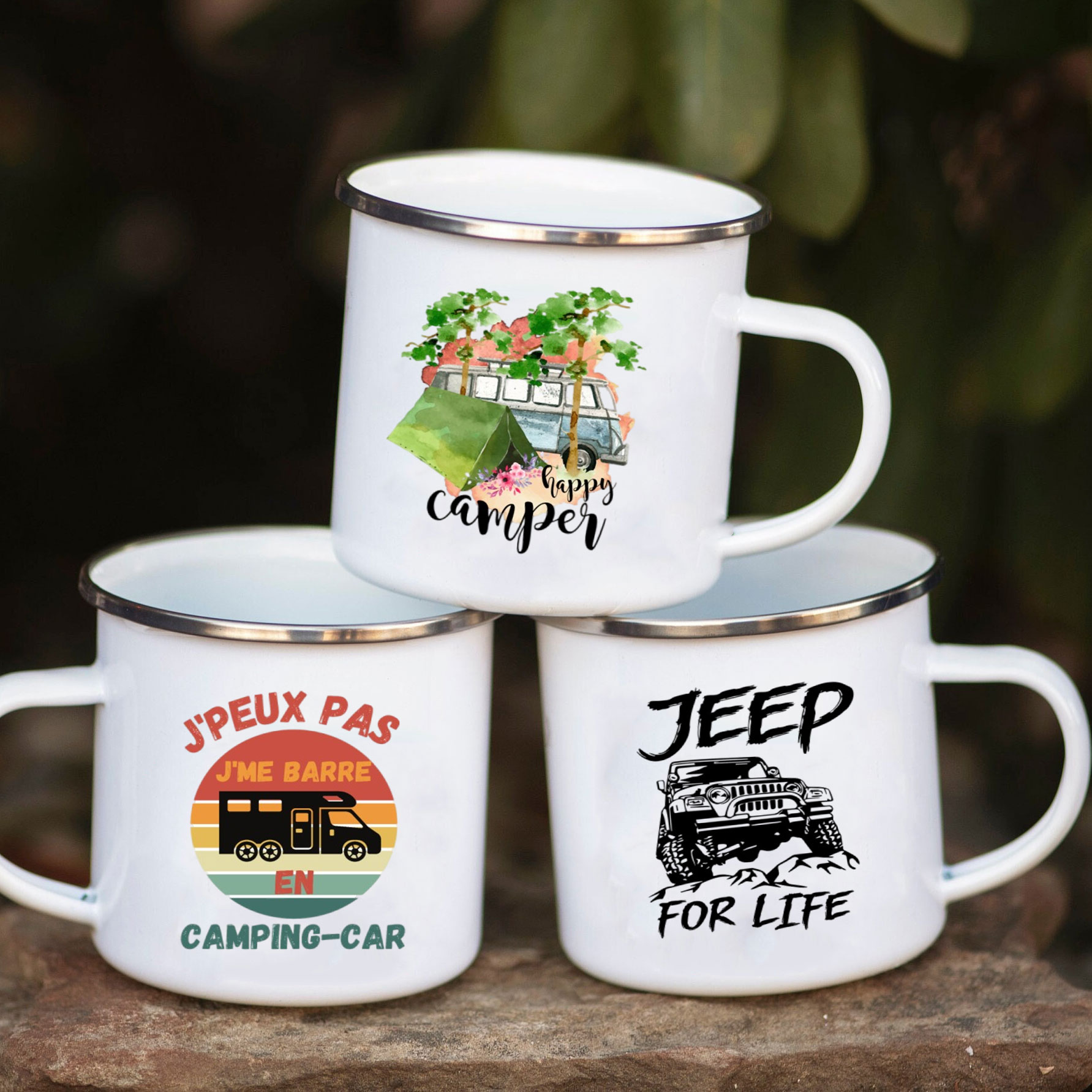 Outdoor Adventure And Travel - Camping Car Enamel Mug Adventure Together