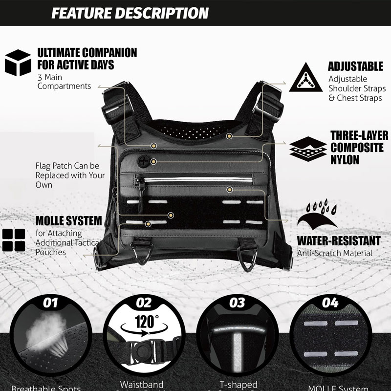 Outdoor Chest Bag For Men Fron - Outdoor Adventure Vest 评论和价格