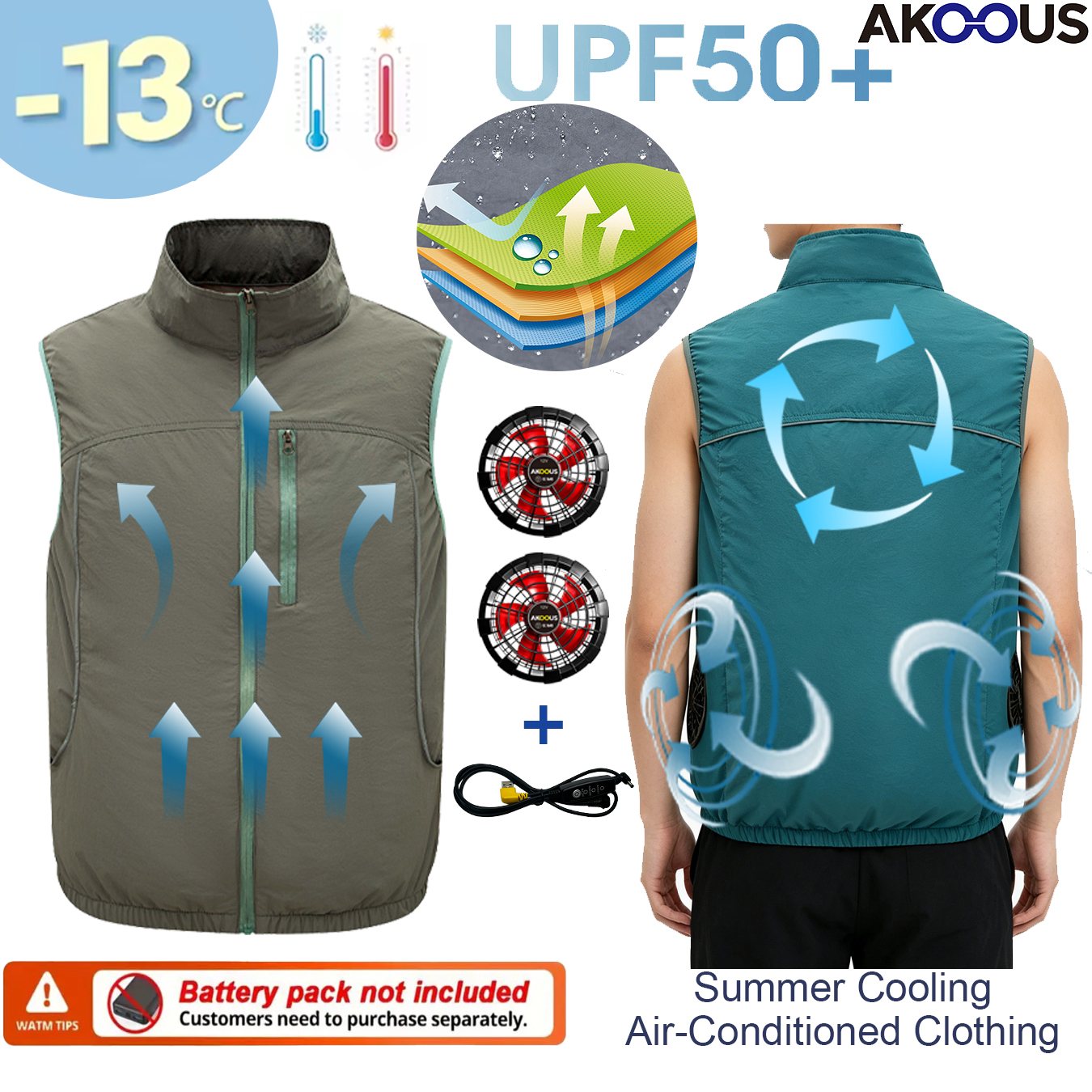 12V 5V USB Sleeveless Cooling  - Outdoor Adventure Vest 评论和价格