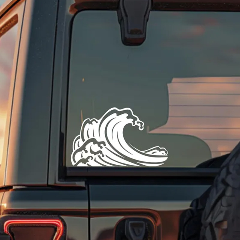 Ocean Wave Pattern Vinyl Car S - Outdoor Adventure Words 评论和价格
