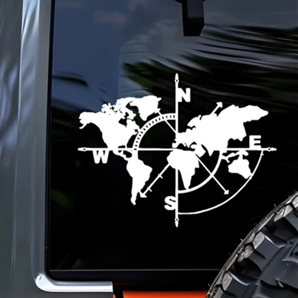 Compass World Map Vinyl Decal, - Outdoor Adventure Rv 评论和价格